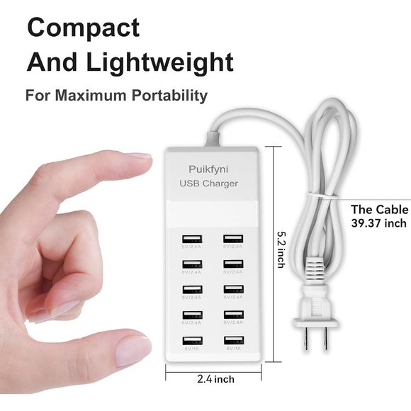 10-Port Family-Sized Smart USB Charger for Multiple Devices Smart Phone Tablet - Picture 6 of 7